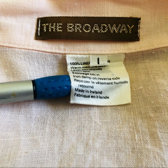 The Broadway Vtg Pink Linen S/S Button Frnt Blouse - Picture 8 of 8
